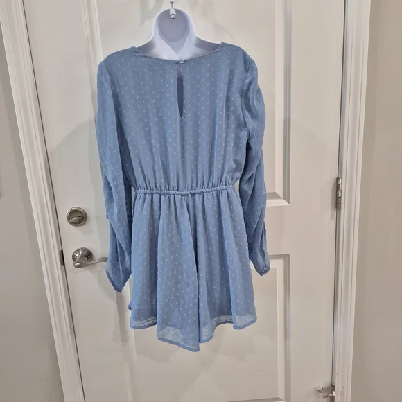 Altar'd State Blue Wrap Blouse with Long Sleeves - Picture 3 of 5